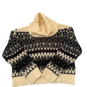 Cozy Black and Cream Turtleneck Sweater